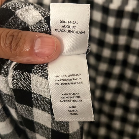 Rails black and white checkered spaghetti strap linen mini dress Size Large - Picture 5 of 6